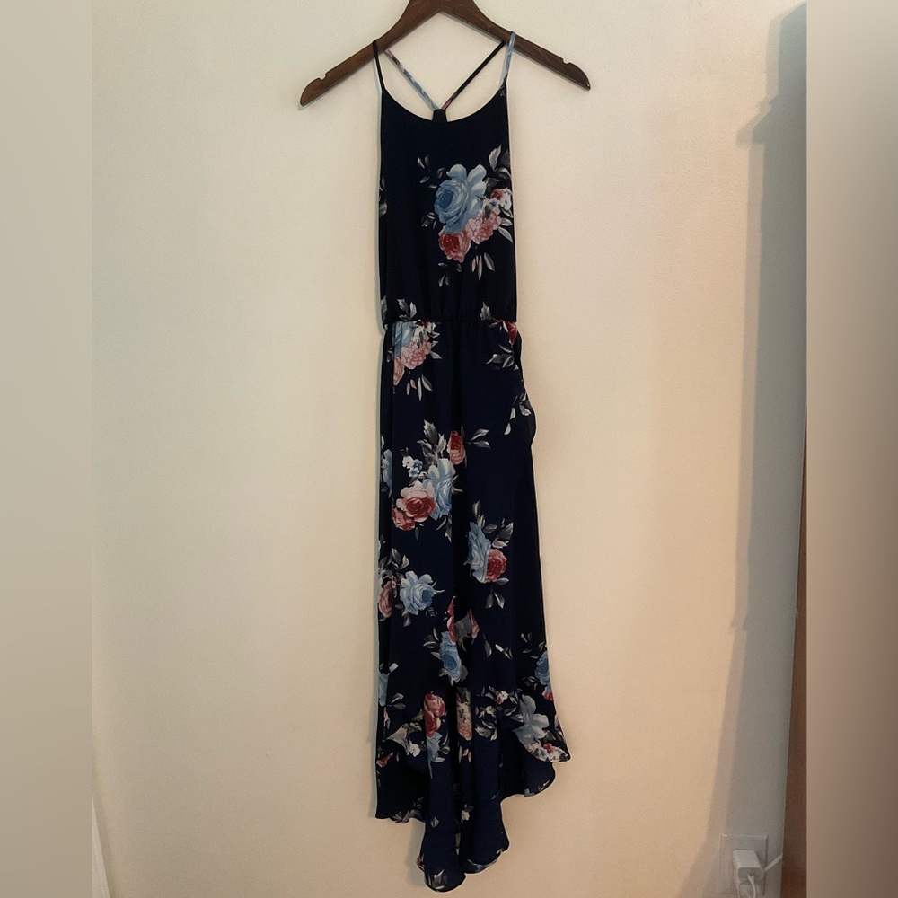 Soprano Blue Floral High Low Sundress